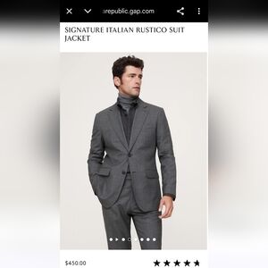 Banana Republic Men's Tessuto Marzotto Gray Blazer 44L Notch Collar. Business